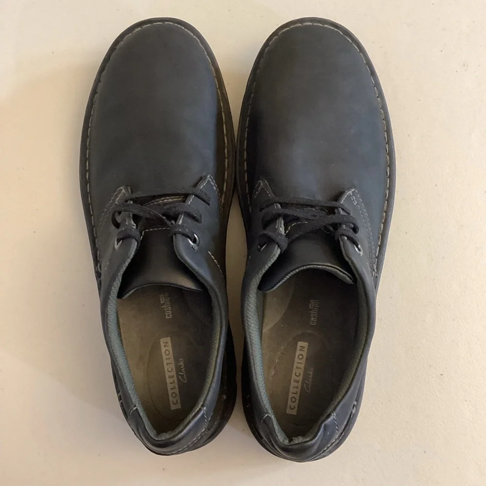 Clarks 11W Men’s Oxfords Lace Up Classic Black Comfort Shoes Wide Casual Work